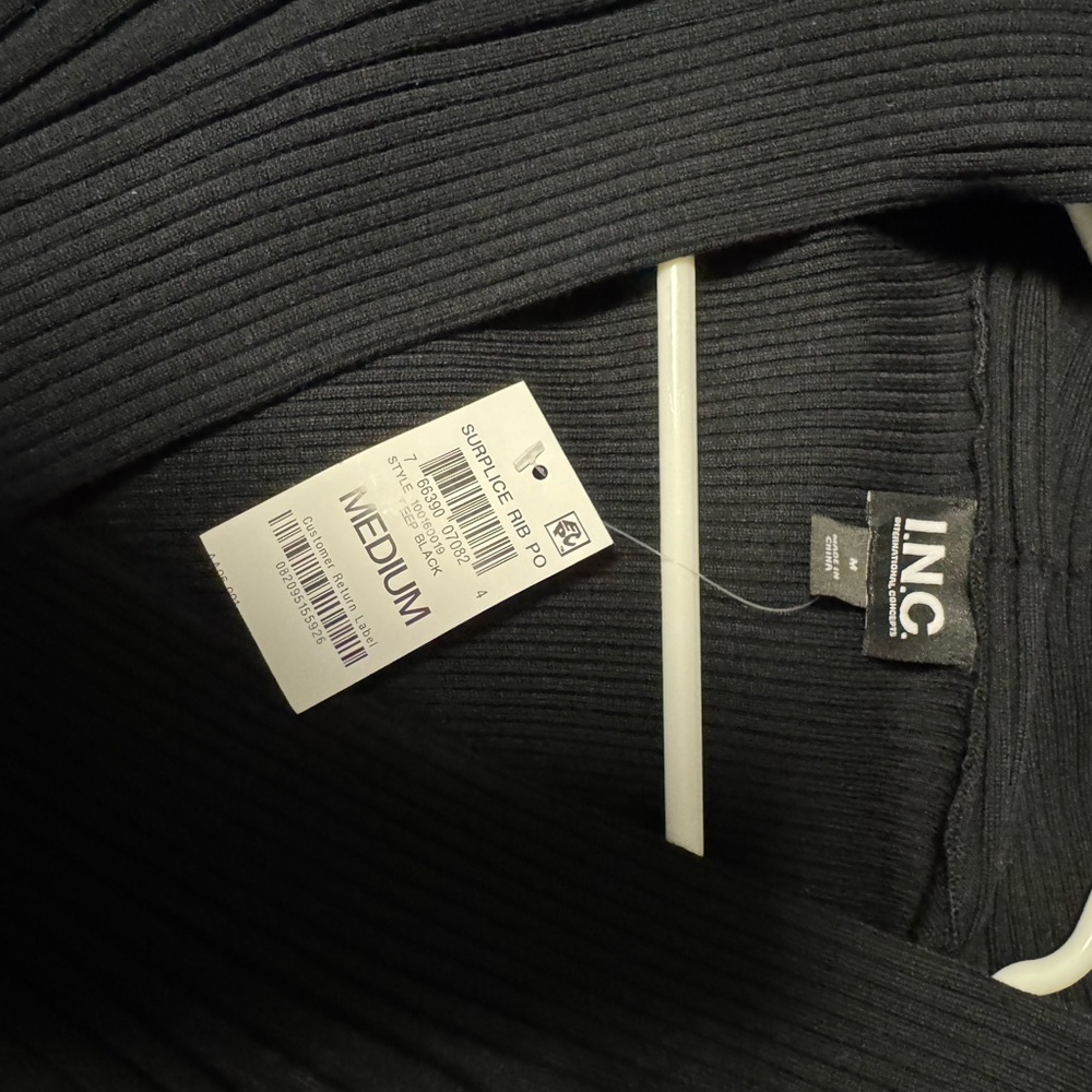 INC Black Ribbed Sweater - Medium